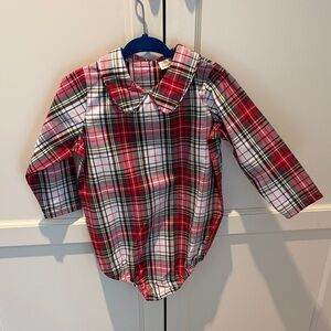 The Beaufort Bonnet Company Red White Green Plaid Button-Down Kids Romper